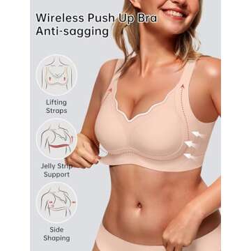 VertVie Women's Seamless Lift Wireless Push-Up Bra