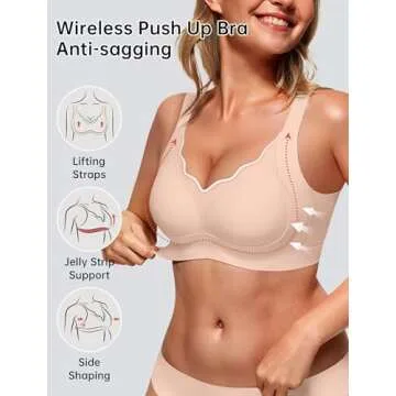 VertVie Women's Seamless Lift Wireless Push-Up Bra