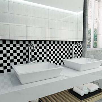 LaCheery 12"x160" Checkered Contact Paper Decorative Black and White Wall Paper Roll Peel and Stick Wallpaper Removable Self Adhesive Checkered Wallpaper for Kitchen Backsplash Shelf Drawer Liners