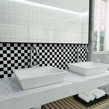 LaCheery 12"x160" Checkered Contact Paper Decorative Black and White Wall Paper Roll Peel and Stick Wallpaper Removable Self Adhesive Checkered Wallpaper for Kitchen Backsplash Shelf Drawer Liners