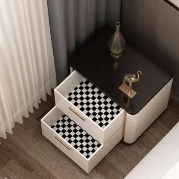 LaCheery 12"x160" Checkered Contact Paper Decorative Black and White Wall Paper Roll Peel and Stick Wallpaper Removable Self Adhesive Checkered Wallpaper for Kitchen Backsplash Shelf Drawer Liners