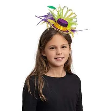 Skeleteen Purple Top Hat Headband - Mardi Gras Mini Hat Dress Up Hair Costume Accessories Head Band for Women and Children