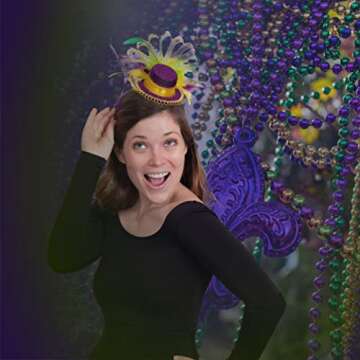 Skeleteen Purple Top Hat Headband - Mardi Gras Mini Hat Dress Up Hair Costume Accessories Head Band for Women and Children