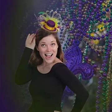 Skeleteen Purple Top Hat Headband - Mardi Gras Mini Hat Dress Up Hair Costume Accessories Head Band for Women and Children