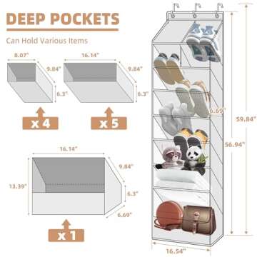 STORAGE MANIAC Over the Door Shoe Organizer with Large Deep Pockets for Ultimate Space Saving Soluti...