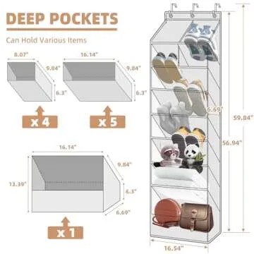 STORAGE MANIAC Over the Door Shoe Organizer with Large Deep Pockets for Ultimate Space Saving Soluti...