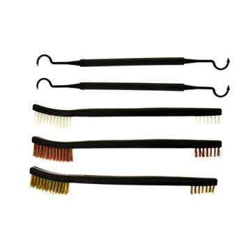 SE 7-Inch 5-Piece Gun Cleaning Brush Set - Includes Double-Ended Brass, Copper, Nylon Brushes and Pi...