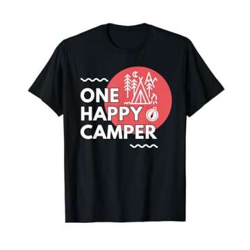 One Happy Camper Mountain Adventures Cute Graphic Design T-Shirt