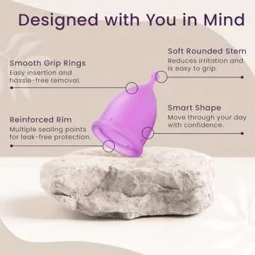 EcoBlossom Reusable Menstrual Cup Set - The Most Reliable Medical Grade Silicone Period Cups - Comfortably use for 12 Hours (2 Small Cups)