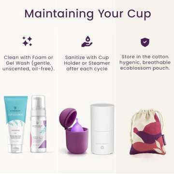 EcoBlossom Reusable Menstrual Cup Set - The Most Reliable Medical Grade Silicone Period Cups - Comfortably use for 12 Hours (2 Small Cups)