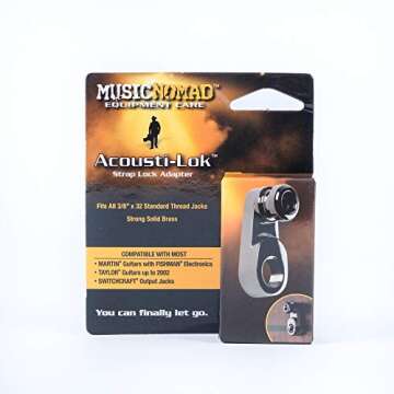 MusicNomad Acousti-Lok Strap Lock Adapter for Standard Output Jacks for Acoustic Guitars (MN270)