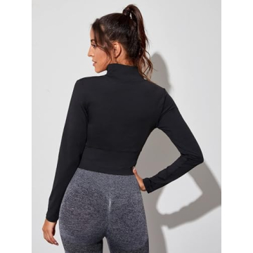 Soly Hux Women's Zip Up Cropped Fitness Jacket Black