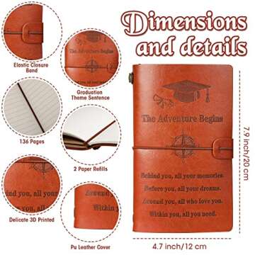 Fainne Inspirational Graduation Gifts Graduation Journal 2024 Graduating Leather Journal Notebook 136 Pages Diary Notebook Congrats Grad Graduate Gifts for Her Him (1 Pcs)