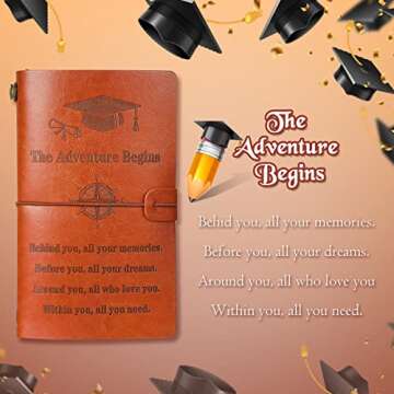 Fainne Inspirational Graduation Gifts Graduation Journal 2024 Graduating Leather Journal Notebook 136 Pages Diary Notebook Congrats Grad Graduate Gifts for Her Him (1 Pcs)