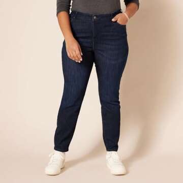 Amazon Essentials Women's Mid-Rise Skinny Jean, Dark Wash, 12