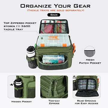 KastKing Karryall Fishing Tackle Bags for Saltwater or Freshwater Fishing - Water Resistant Material - Fishing Gear Storage - Medium Green