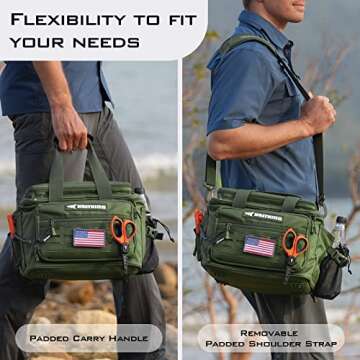 KastKing Karryall Fishing Tackle Bags for Saltwater or Freshwater Fishing - Water Resistant Material - Fishing Gear Storage - Medium Green