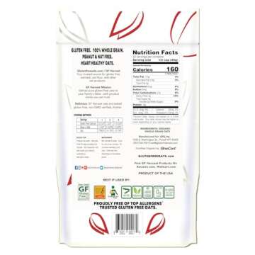 GF Harvest Gluten Free Organic Rolled Oats, 32 Ounce Bag, Pack of 2