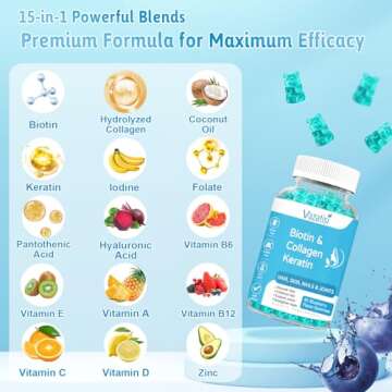 2 Pack Biotin Gummies with Collagen & Keratin for Hair Skin Nails & Joints- Women Men, Kids - 120 Bl...