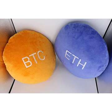 Ethereum Pillows - Embroidered Round Stuffed Plush Crypto Pillow ETH