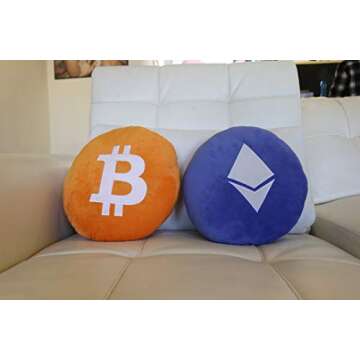 Ethereum Pillows - Embroidered Round Stuffed Plush Crypto Pillow ETH