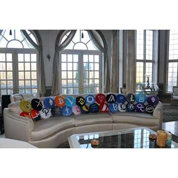Ethereum Pillows - Embroidered Round Stuffed Plush Crypto Pillow ETH