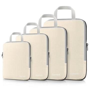 Gonex 4pcs Compression Packing Cubes Expandable Travel Organizers