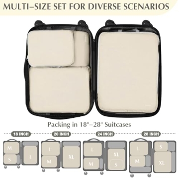 Gonex 4pcs Compression Packing Cubes Expandable Travel Organizers