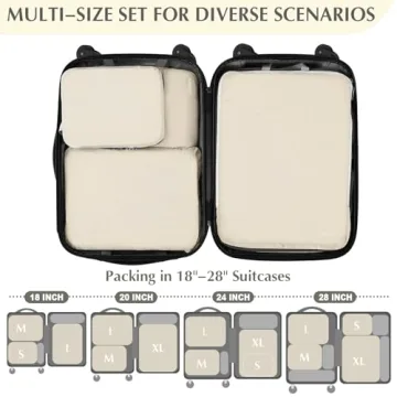 Gonex 4pcs Compression Packing Cubes Expandable Travel Organizers
