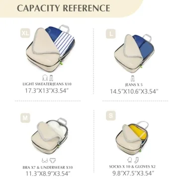 Gonex 4pcs Compression Packing Cubes Expandable Travel Organizers