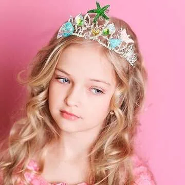 Didder Mermaid Crown Headpiece, Women Girls Halloween Mermaid Costume with Starfish, Seashell, Mermaid Tail, Fish Scales for Birthday Party, Prom, Festival