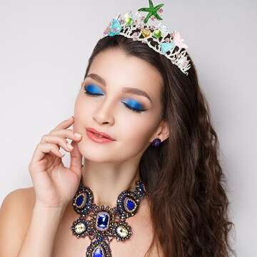 Didder Mermaid Crown Headpiece, Women Girls Halloween Mermaid Costume with Starfish, Seashell, Mermaid Tail, Fish Scales for Birthday Party, Prom, Festival