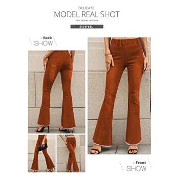 Sidefeel Women Destroyed Flare Jeans Elastic Waist Bell Bottom Tassel Denim Pants 3XL Brown