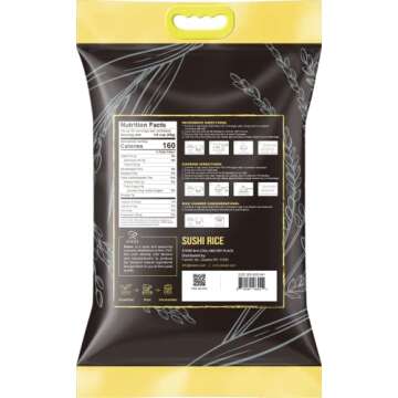 Soeos Premium Sushi Rice, Calrose Rice, Medium Grain, White Sticky Rice, 5 Pound