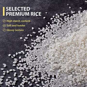 Soeos Premium Sushi Rice, Calrose Rice, Medium Grain, White Sticky Rice, 5 Pound
