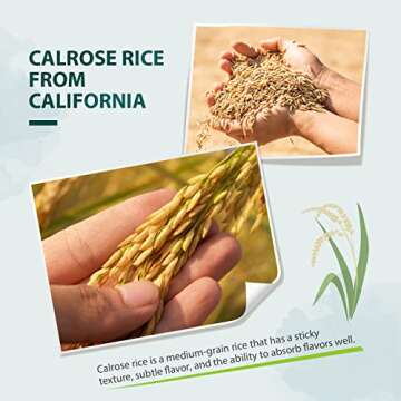 Soeos Premium Sushi Rice, Calrose Rice, Medium Grain, White Sticky Rice, 5 Pound