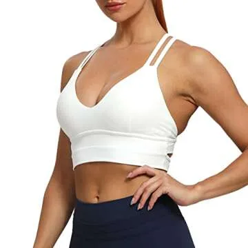 Aoxjox Women's Workout Sports Bras Fitness Backless Padded Trainning Infinity Gym Bra Yoga Crop Tank Top (White, XX-Small)