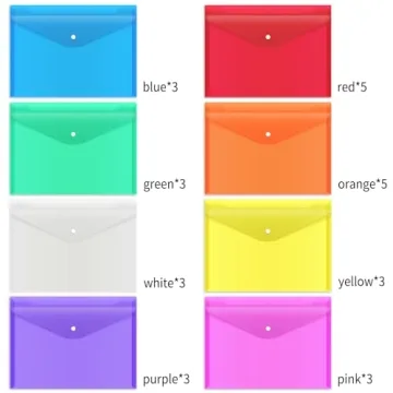 EOOUT 28pcs Colorful Plastic Document Folders for School
