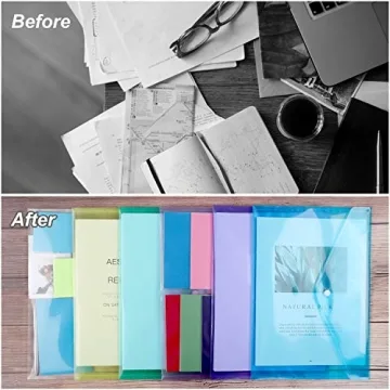 EOOUT 28pcs Colorful Plastic Document Folders for School