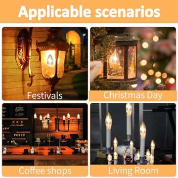 Flicker Flame Light Bulb Flame Tip Halloween Chandelier Flickering Light Bulbs Christmas Replacement Orange Glow Bulbs Crystal Clear Candle Bulb for E12 Chandelier Base (Clear, c35e12(6pack))