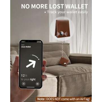 AirTag Wallet for Men Genuine Leather Bifold Wallet with AirTag Holder RFID Blocking Wallet With 2 I...