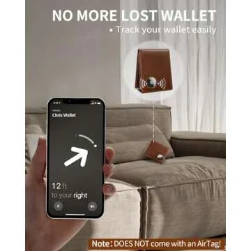 AirTag Wallet for Men Genuine Leather Bifold Wallet with AirTag Holder RFID Blocking Wallet With 2 I...