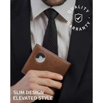 Genuine Leather AirTag Wallet for Men with RFID Protection