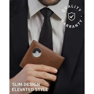 Genuine Leather AirTag Wallet for Men with RFID Protection