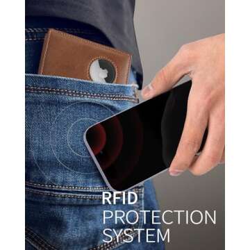 Genuine Leather AirTag Wallet for Men with RFID Protection