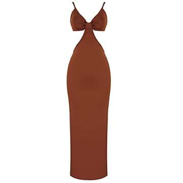 Elegant Antopmen Women's V Neck Spaghetti Straps Maxi Dress