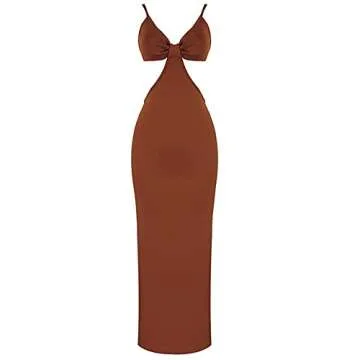 Elegant Antopmen Women's V Neck Spaghetti Straps Maxi Dress