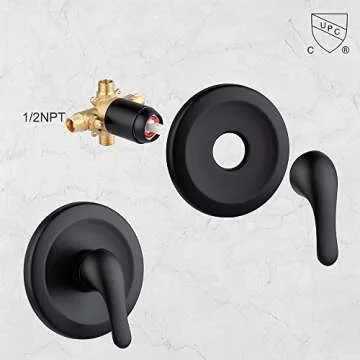 JAKARDA Shower Tub and Shower Trim Kit with 6-Spray Shower Head, cUPC Shower Faucet Set Valve Included (Matte Black)