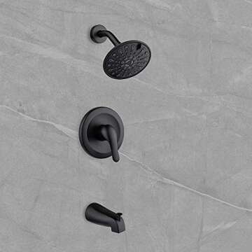 JAKARDA Shower Tub and Shower Trim Kit with 6-Spray Shower Head, cUPC Shower Faucet Set Valve Included (Matte Black)