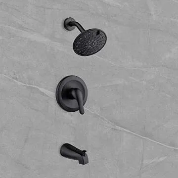 JAKARDA Shower Tub and Shower Trim Kit with 6-Spray Shower Head, cUPC Shower Faucet Set Valve Included (Matte Black)